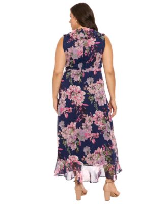 Plus Size Ruffled Chiffon Maxi Dress