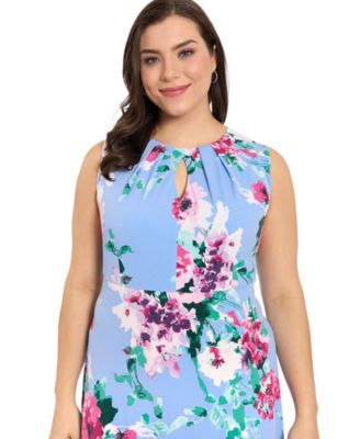 Plus Size Sleeveless Keyhole Neck A-Line Midi Dress