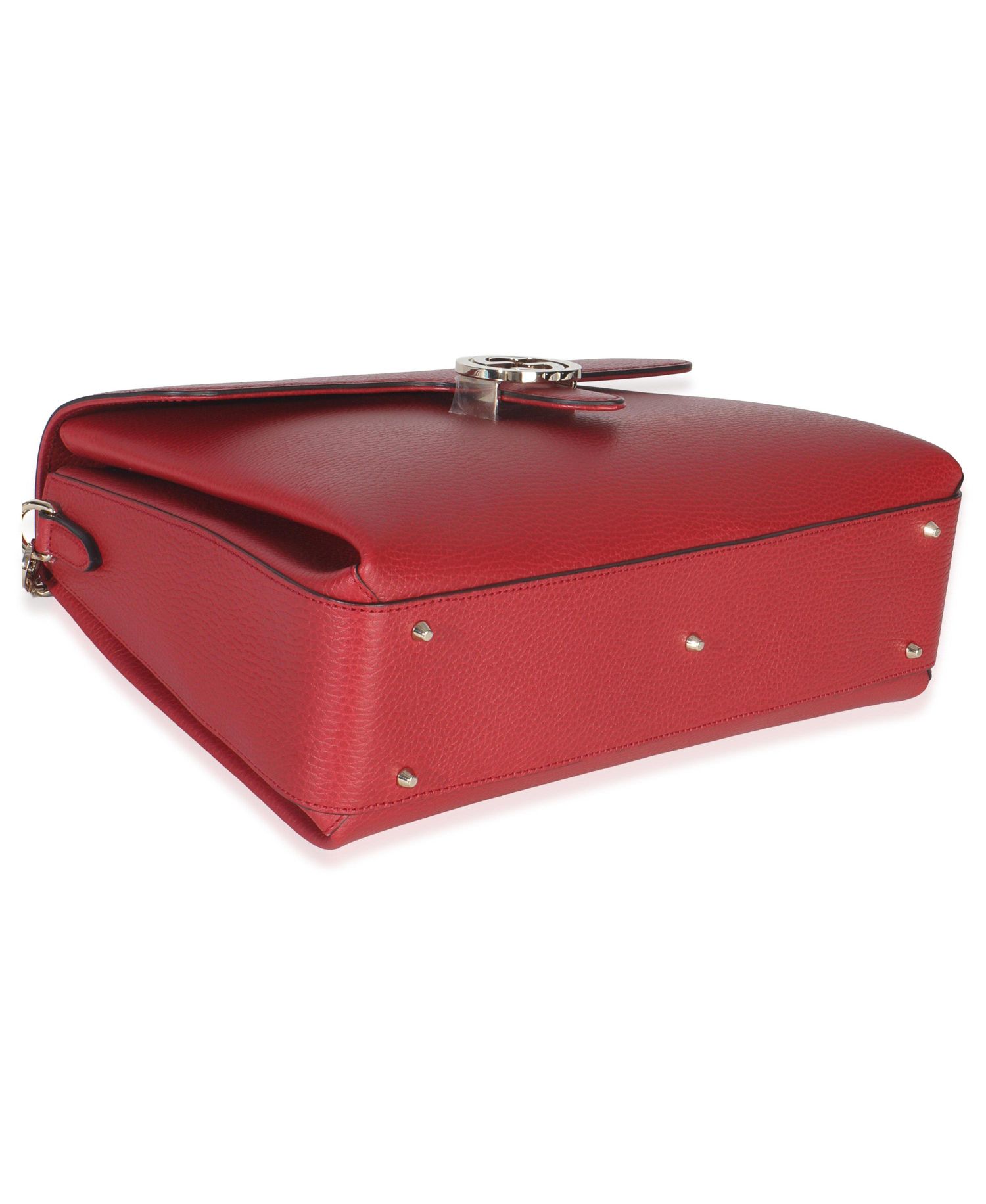 Red Dollar Calfskin Medium Interlocking G Top Handle Bag
