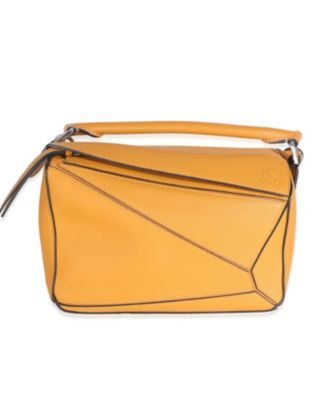 Yellow Grained Calfskin Small Puzzle Bag