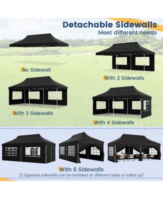 10 x 20 FT Canopy w/ 6 Detachable Sidewalls Carrying Bag UPF50+ Sun Protection