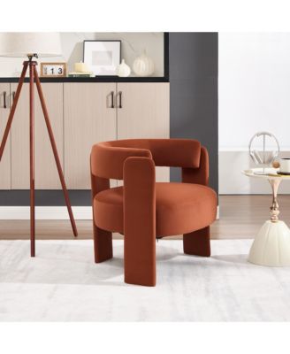 Velvet Accent Chair, Mid-Century Modern Armchair with Wooden Legs and Adjustable Foot Nails for Living Room, Home Office, Bedroom