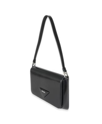 Pre-Owned Prada Black Brushed Leather Shoulder Bag