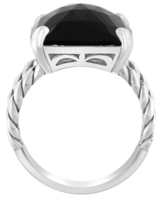 Onyx Octagon Ring in Sterling Silver