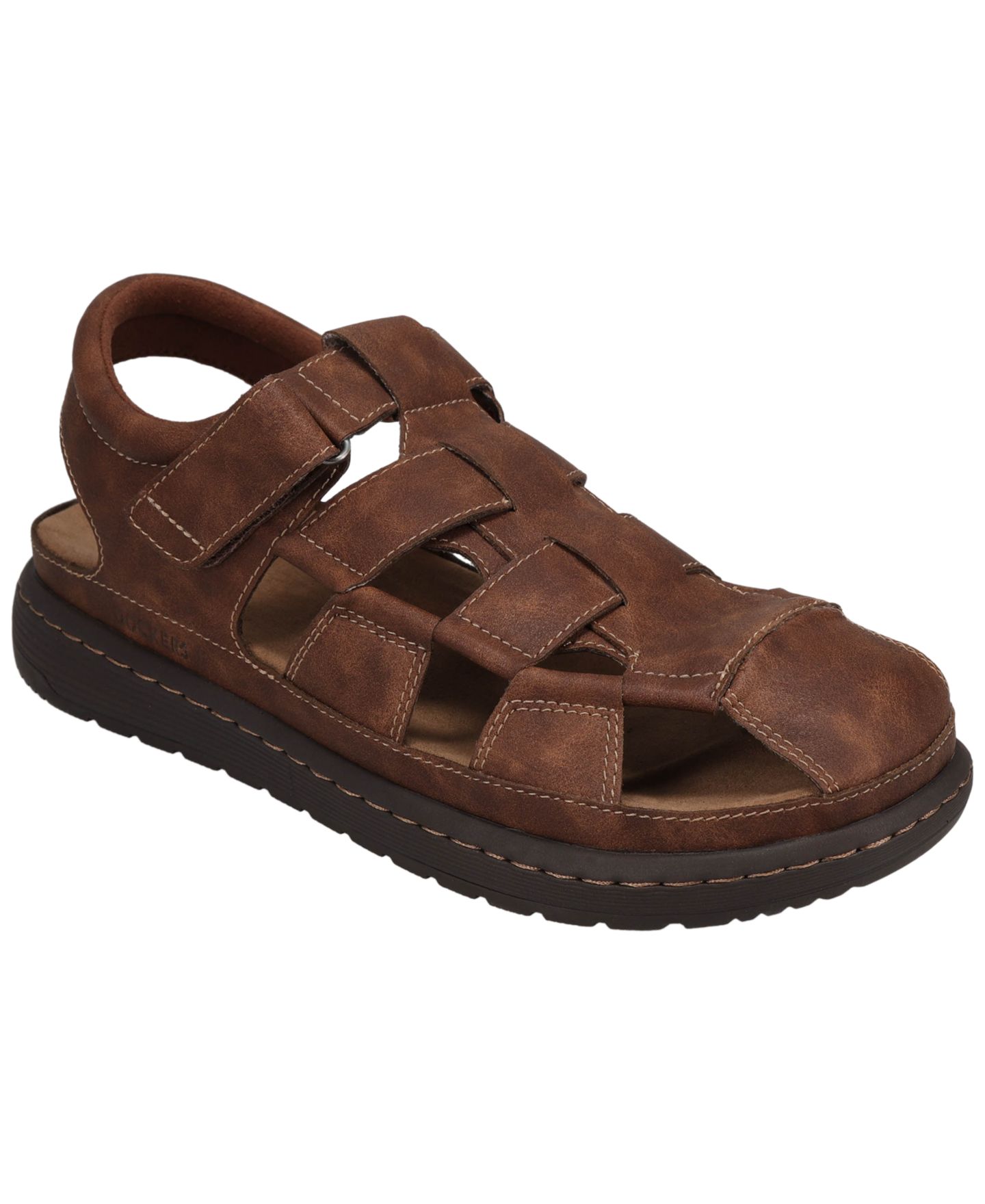 Мужские сандалии Dockers Sarasota Tumbled Full Grain Moc Toe Sandal, цвет: Тёмный рыжевато-коричневый — фото 1