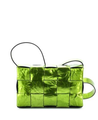 Cassette Crossbody Bag Maxi Intrecciato Crinkled Metallic Leather
