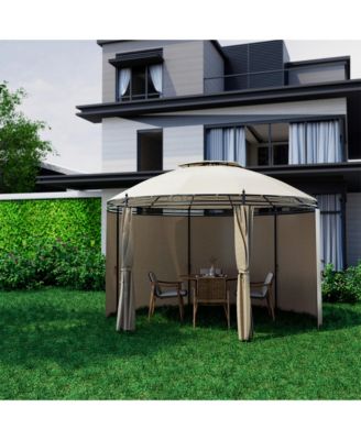 11.5' Outdoor Patio Round Dome Gazebo Canopy Shelter Double Roof Steel
