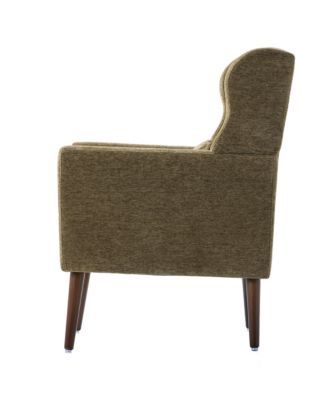 Chenille Accent Chair, Modern Upholstered Armchair with Waist Pillow and Tapered Wooden Legs for Living Room, Small Space