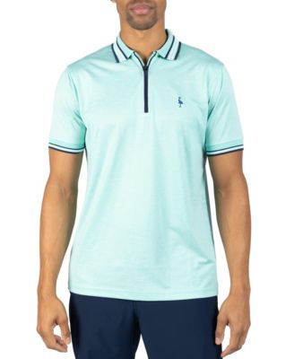 Men's Quarter Zip Mesh Performance Polo with Stripe Tipping