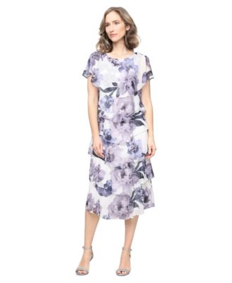 Petite Printed Tiered Midi Dress