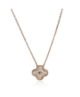 Van Cleef & Arpels Rose Gold Diamond Vintage Alhambra Pendant