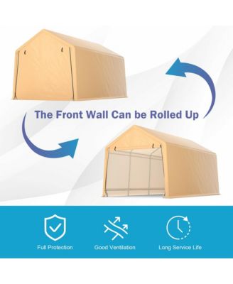 9x17 ft Heavy Duty Carport Canopy PE Car Tent Steel Outdoor Garage Shelter