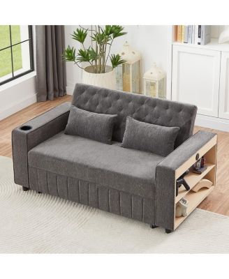Pull Out Loveseat Sofa with Adjustable Backrest for Small Space