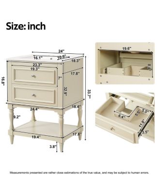 24.4" Retro Freestanding Bathroom Vanity with Sink, Bathroom Storage Cabinet with Open Shelf & Ample Storage Drawers