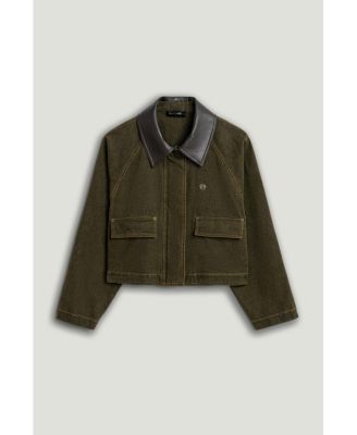 Women's Contrast Collar Utility Cropped Jacket