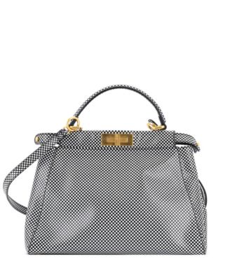 Regular Peekaboo Bag Check Print Leather