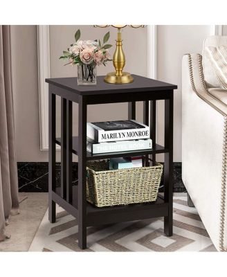 2 Pieces 3-Tier Nightstand with Reinforced Bars and Stable Structure
