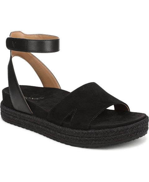 Женские сандалии Vionic Yucca Espadrille, цвет: Чёрный замшевый
