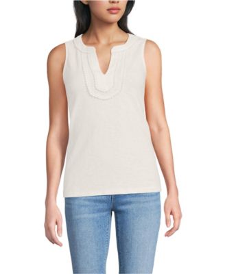 Women's Slub Decorative Trim Tank Top