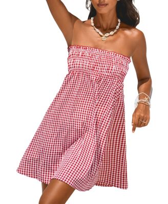 Women's Picnic Bound Gingham Mini Beach Dress