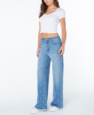 Women's Embroidered Wide-Leg Jeans