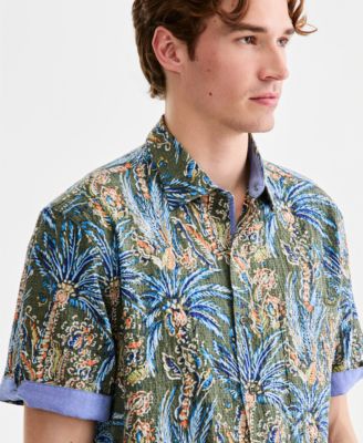 tommy bahama dress shirts Tommy Bahama Men's Blue Royale Stripe Linen Long-Sleeve Shirt - Infinity Sky