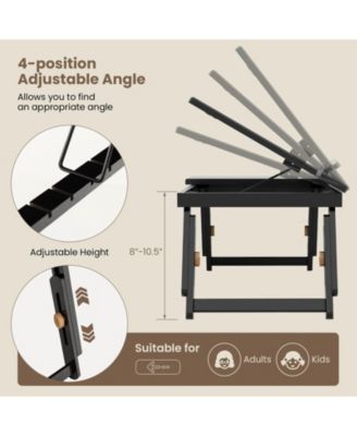 Adjustable Bamboo Laptop Desk with Tilting Top and Storage Drawer