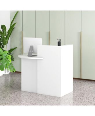 Reception Office Desk with Open Shelf and Lockable Drawer