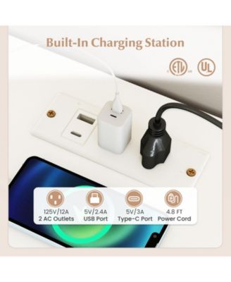 55 in Reversible L Shaped Desk with Drawers and Storage Shelf