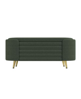 Storage Ottoman - Upholstered Storage Bench, Oval End of Bed Bench for Living Room, Bedroom and Entryway