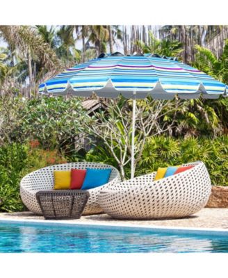 8FT Portable Beach Umbrella with Sand Anchor and Tilt Mechanism for Garden and Patio
