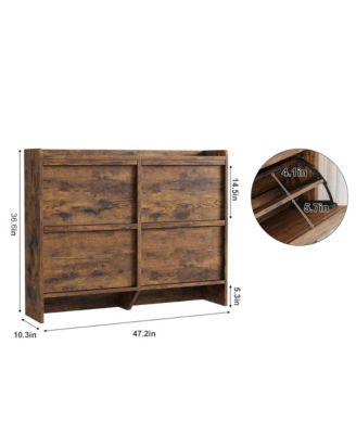 Shoe Cabinet with 4 Flip Drawers, Hidden Shoe Storage Organizer for Entryway, Wooden Shoe Rack with Adjustable Shelf, Shoe Cupboard
