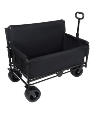 Outdoor Storage 3-in-1 Collapsible Foldable Wagon Cart with Bench Seat & Storage Heavy Duty Utility Cart For Camping