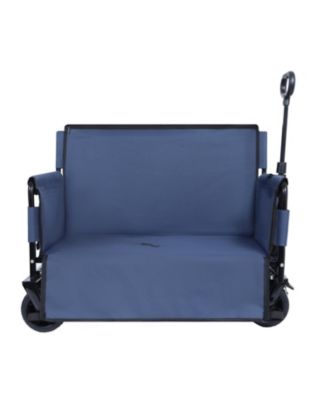 Outdoor Storage 3-in-1 Collapsible Foldable Wagon Cart with Bench Seat & Storage Heavy Duty Utility Cart For Camping