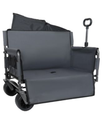 Outdoor Storage 3-in-1 Collapsible Foldable Wagon Cart with Bench Seat & Storage Heavy Duty Utility Cart For Camping