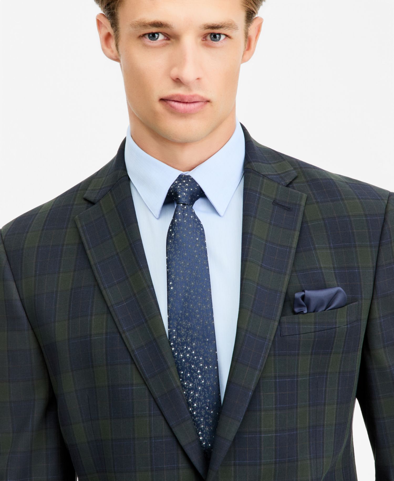 Men's Slim-Fit Green Tartan Suit Separates Jacket