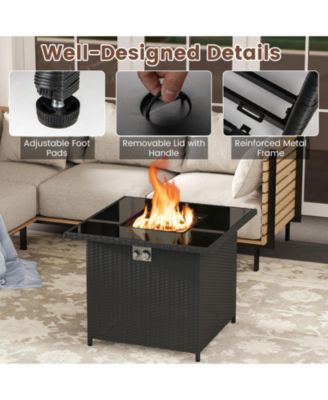 32.5 in Propane Fire Pit Table with Tempered Glass Top