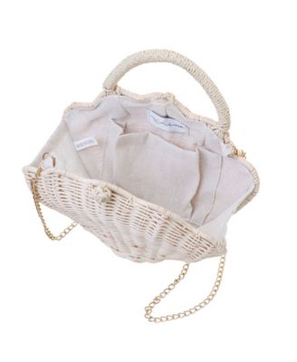 Rattan Shell Minaudiere Small Clutch Handbag