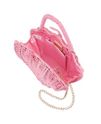 Rattan Shell Minaudiere Small Clutch Handbag