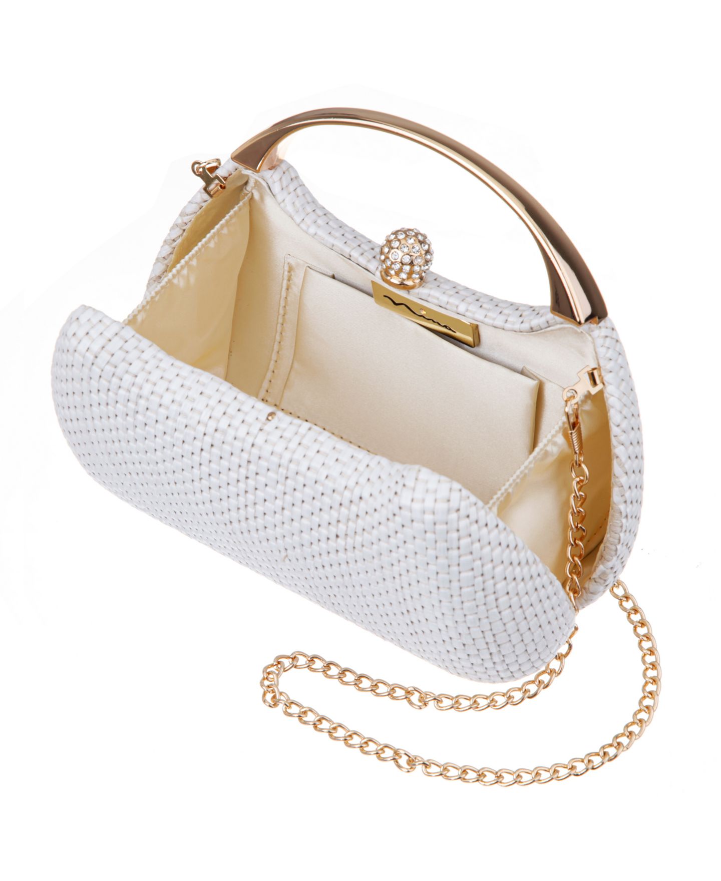 Женский клатч Nina Straw Minaudiere Mini Clutch Handbag, цвет: Белый — фото 4