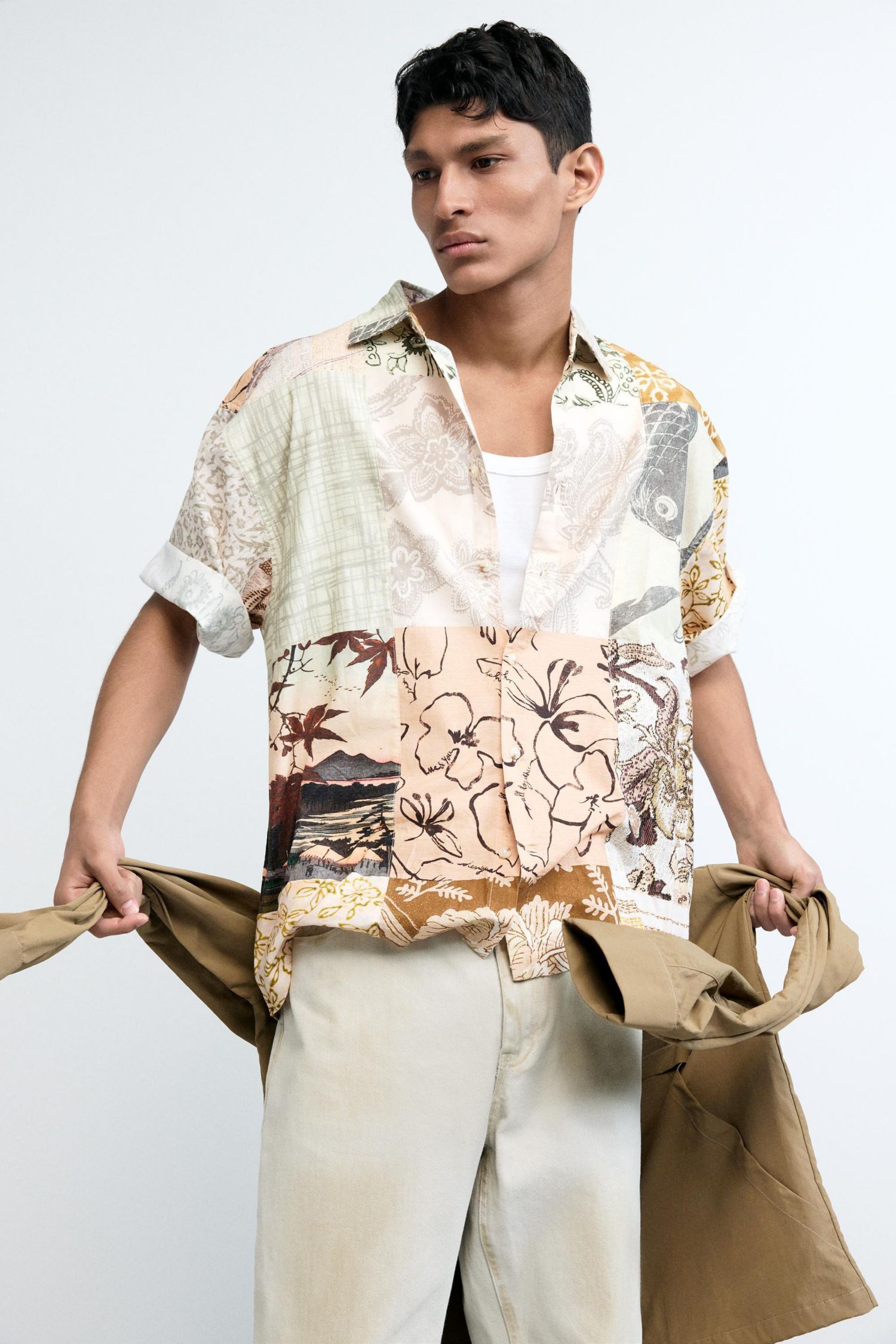 Men's Oriental patch shirt