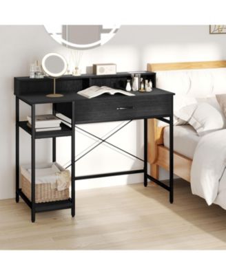 Computer Desk with Power Outlets Hutch Drawer and Open Shelves