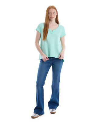 Women's Women''s Short Sleeve Placket Hi-Lo Tee