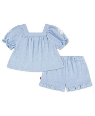 Girls' Toddler 2T-4T Peasant Top and Shorts, 2-Piece Set