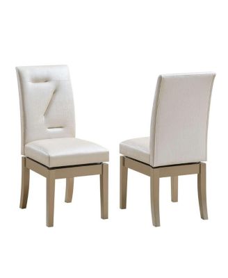 Set of 2 Swivel Dining Chairs – Contemporary Upholstered Wood Frame