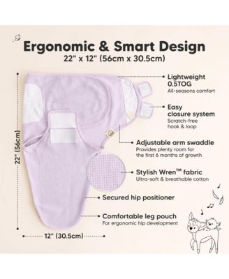 3pk Soothe Wren Swaddle Sleep Sacks, Organic Newborn Swaddles Wrap 0-3 Months, Soft Baby Wearable Blanket