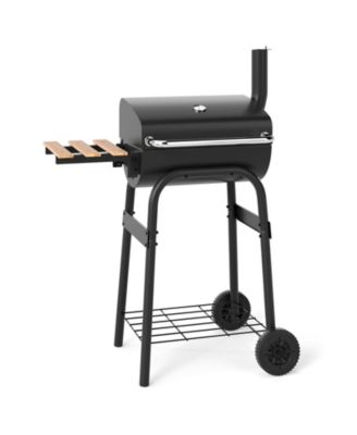 Barrel Style Charcoal Grill with Folding Side Table and Thermometer