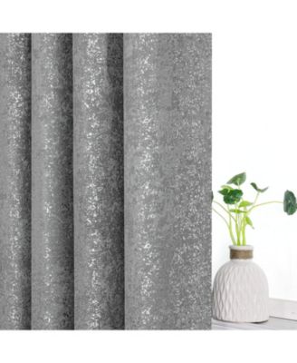 2 Piece Sadie Metallic Sparkle Grommet Top Gray Room Darkening Curtain Panels