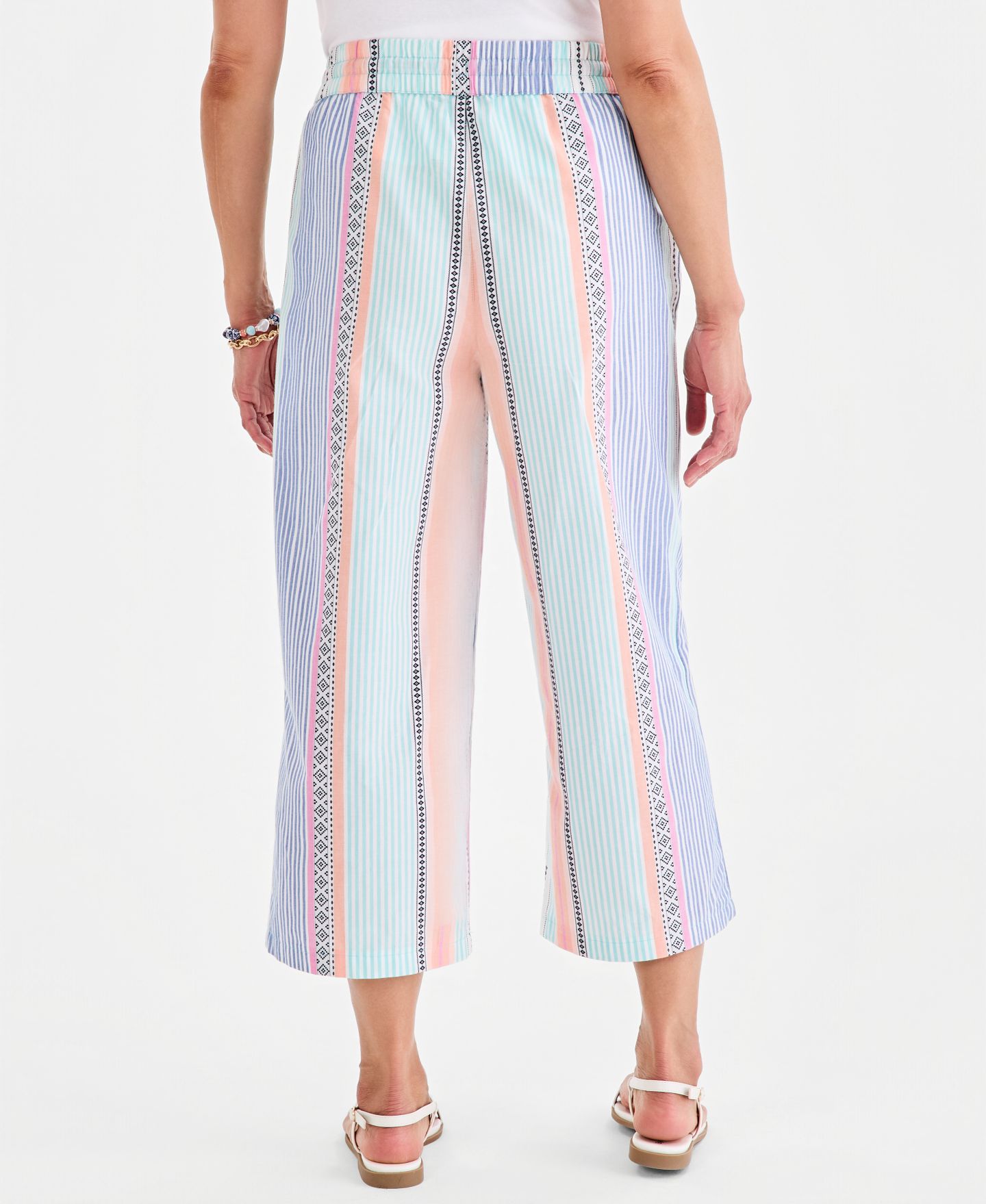 Женские брюки Style & Co Cotton Drawstring Pull-On, цвет: Разноцветный полосатый — фото 4