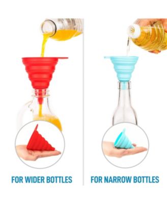 Silicone Space Saving Collapsible Funnel Set with Narrow Mouth